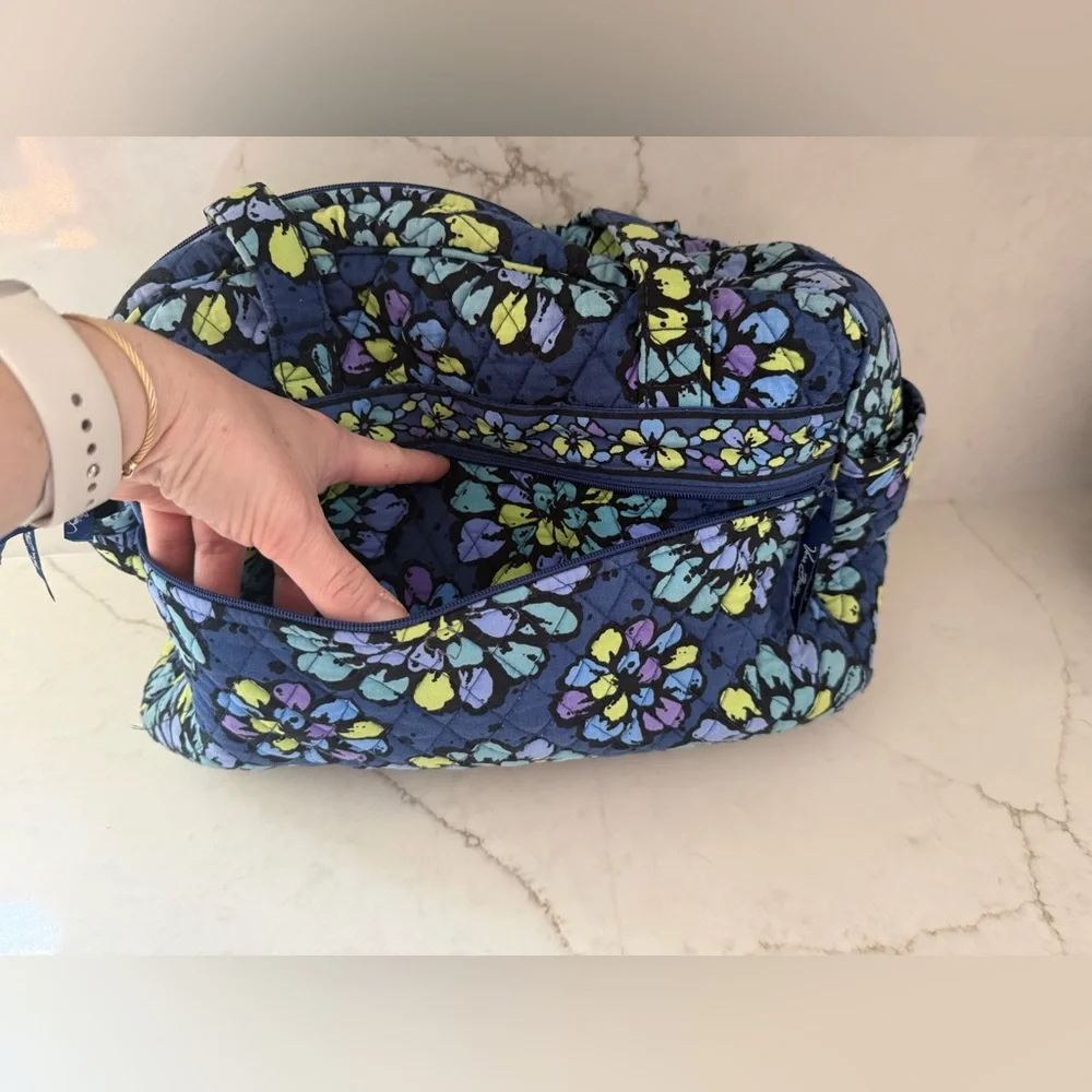 Vera Bradley Indigo Pop Quilted Diaper Bag Tote Blue Purple Green Shoulder Strap